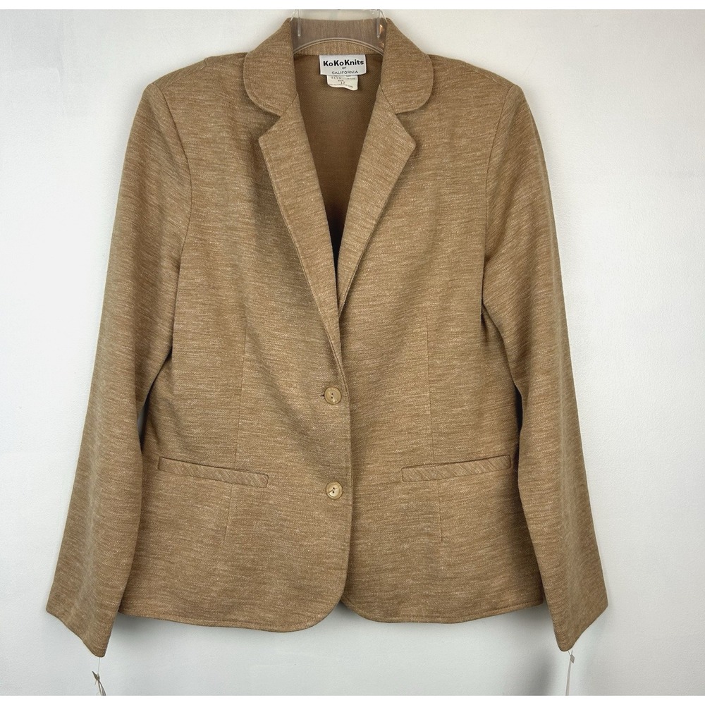 Vintage Blazer Women 12 Jacket Beige Deadstock 80s New Preppy Capsule Minimalist